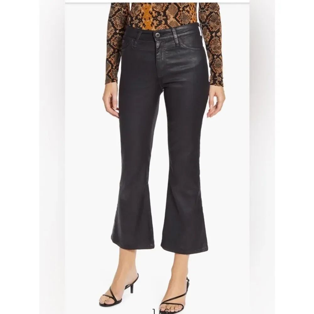 AG The Quinne Black Crop Flared Women’s Coated Jeans Size 29